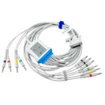 Pacientský kabel banánkový k PC EKG, DSub konektor, s defibrilační ochranou